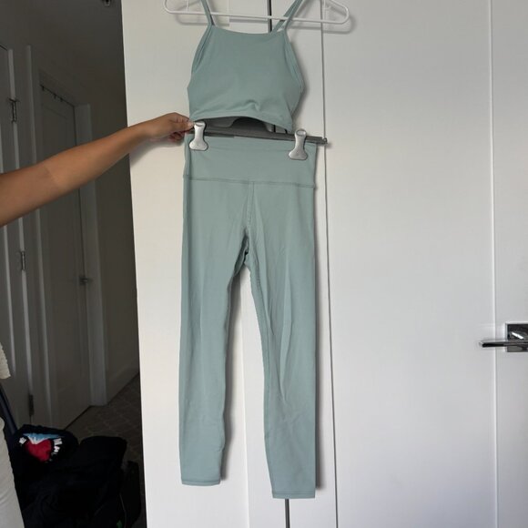 Prana Luxara High Neck Bra + Legging Set in Teal - Picture 2 of 6